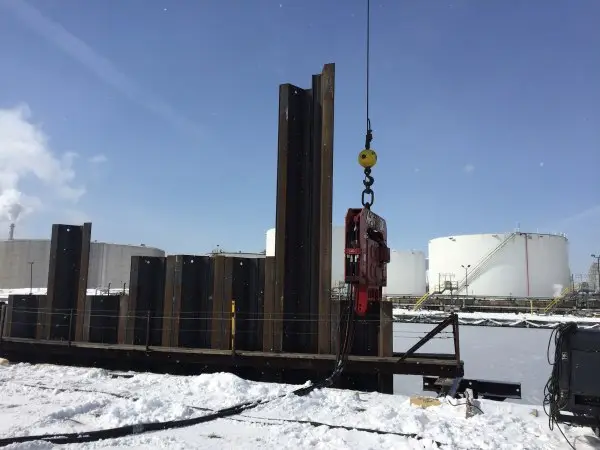 steel sheet pile wharf construction process